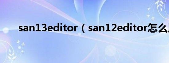 san13editor（san12editor怎么用）