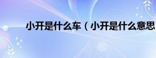 小开是什么车（小开是什么意思）