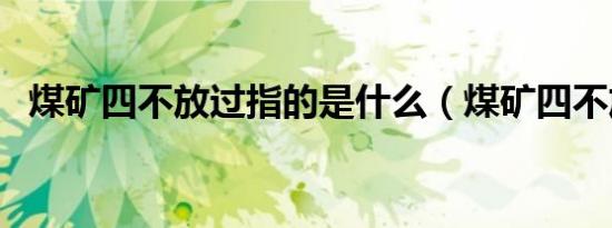 煤矿四不放过指的是什么（煤矿四不放过）