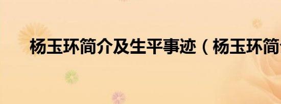 杨玉环简介及生平事迹（杨玉环简介）