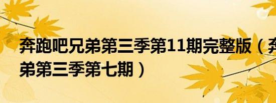 奔跑吧兄弟第三季第11期完整版（奔跑吧兄弟第三季第七期）