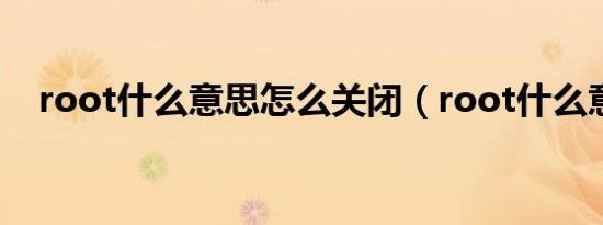 root什么意思怎么关闭（root什么意思）