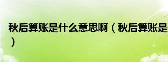 秋后算账是什么意思啊（秋后算账是什么生肖）