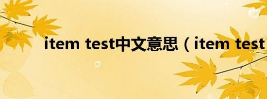 item test中文意思（item test）