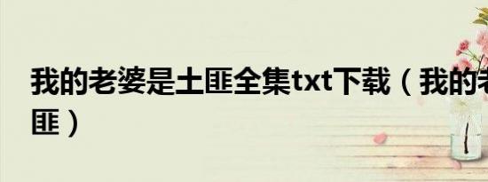 我的老婆是土匪全集txt下载（我的老婆是土匪）