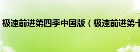 极速前进第四季中国版（极速前进第十七季）