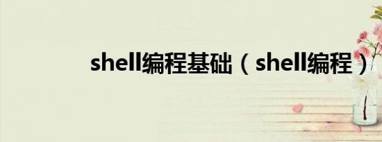 shell编程基础（shell编程）