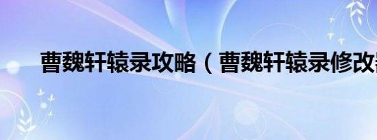 曹魏轩辕录攻略（曹魏轩辕录修改器）