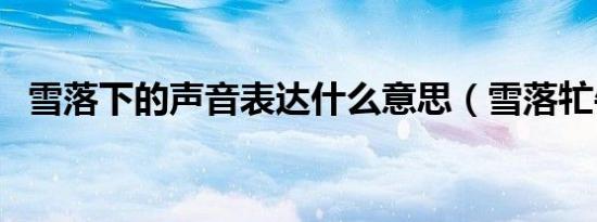 雪落下的声音表达什么意思（雪落牤牛河）
