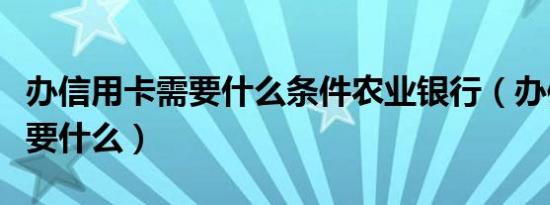 办信用卡需要什么条件农业银行（办信用卡需要什么）
