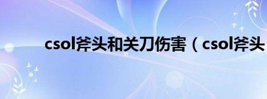 csol斧头和关刀伤害（csol斧头）