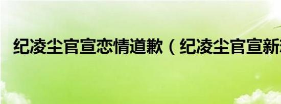 纪凌尘官宣恋情道歉（纪凌尘官宣新恋情）