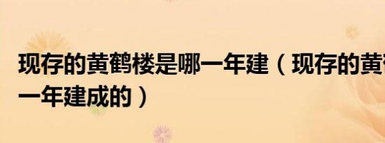 现存的黄鹤楼是哪一年建（现存的黄鹤楼是哪一年建成的）