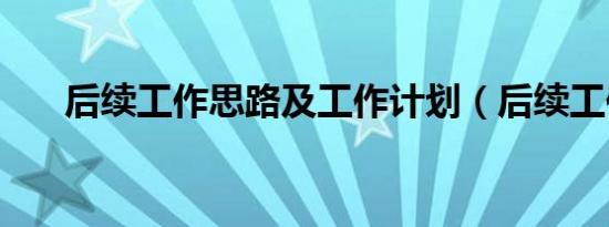 后续工作思路及工作计划（后续工作）