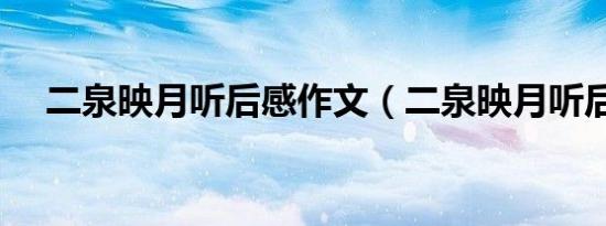 二泉映月听后感作文（二泉映月听后感）
