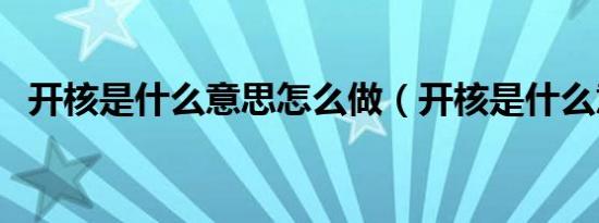 开核是什么意思怎么做（开核是什么意思）