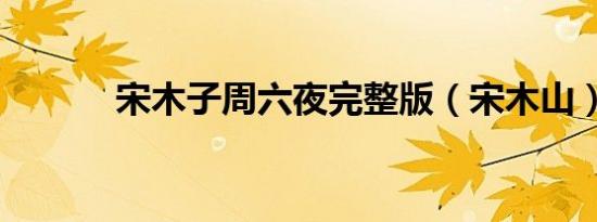 宋木子周六夜完整版（宋木山）