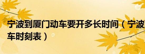 宁波到厦门动车要开多长时间（宁波到厦门动车时刻表）