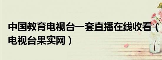 中国教育电视台一套直播在线收看（中国教育电视台果实网）