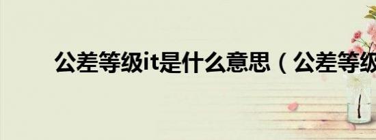 公差等级it是什么意思（公差等级）