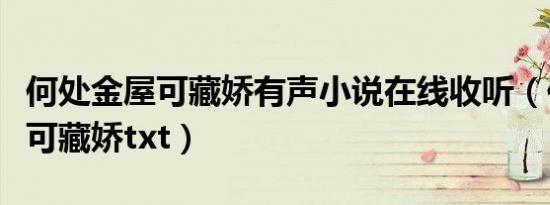 何处金屋可藏娇有声小说在线收听（何处金屋可藏娇txt）