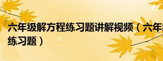 六年级解方程练习题讲解视频（六年级解方程练习题）