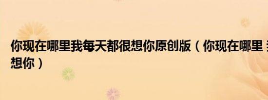 你现在哪里我每天都很想你原创版（你现在哪里 我每天都在想你）