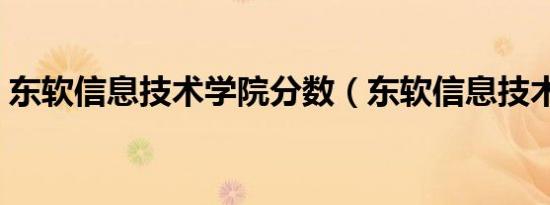 东软信息技术学院分数（东软信息技术学院）