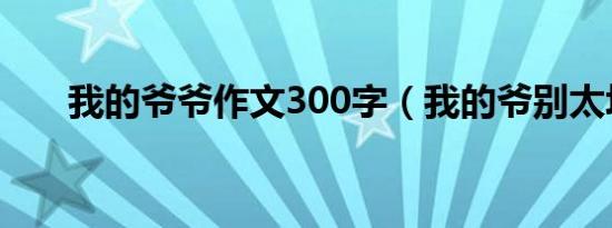 我的爷爷作文300字（我的爷别太坏）
