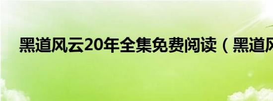 黑道风云20年全集免费阅读（黑道风雨）