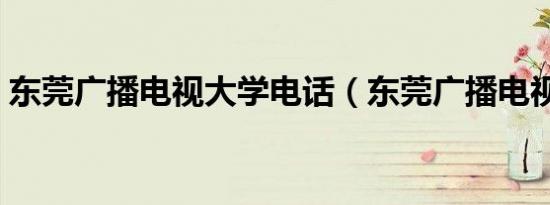 东莞广播电视大学电话（东莞广播电视大学）