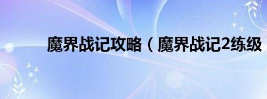 魔界战记攻略（魔界战记2练级）