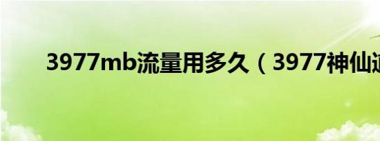 3977mb流量用多久（3977神仙道）
