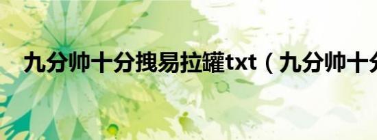 九分帅十分拽易拉罐txt（九分帅十分拽）