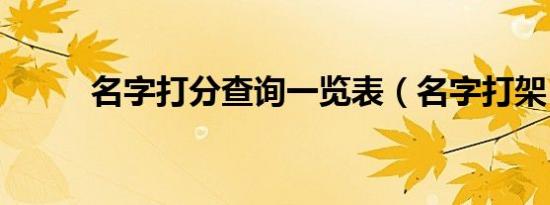 名字打分查询一览表（名字打架）