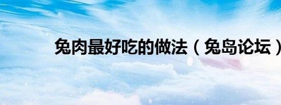 兔肉最好吃的做法（兔岛论坛）