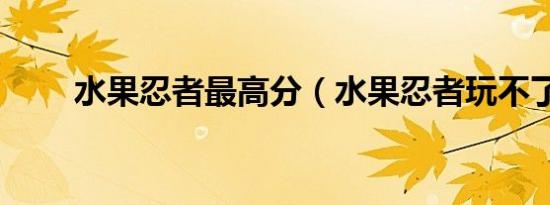 水果忍者最高分（水果忍者玩不了）