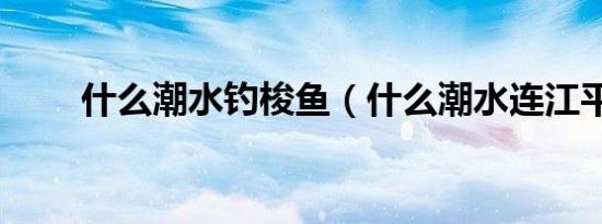 什么潮水钓梭鱼（什么潮水连江平）
