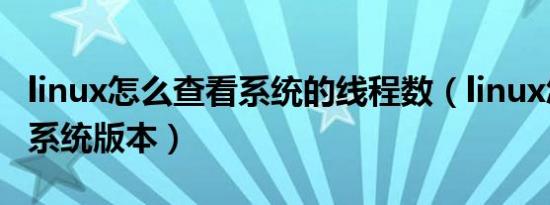 linux怎么查看系统的线程数（linux怎么查看系统版本）