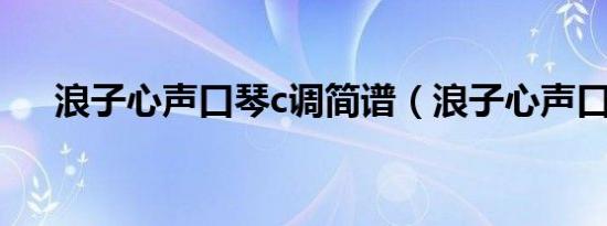 浪子心声口琴c调简谱（浪子心声口琴）