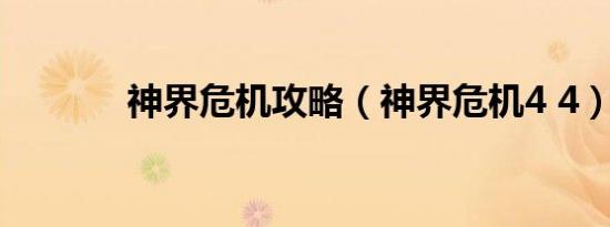 神界危机攻略（神界危机4 4）