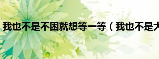 我也不是不困就想等一等（我也不是大无畏）