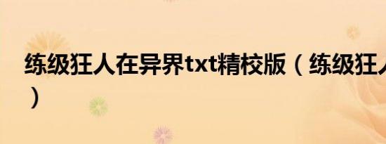 练级狂人在异界txt精校版（练级狂人在异界）