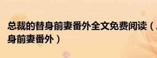 总裁的替身前妻番外全文免费阅读（总裁的替身前妻番外）