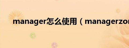 manager怎么使用（managerzone）