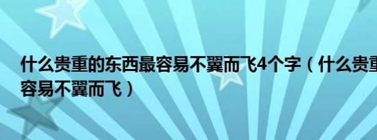 什么贵重的东西最容易不翼而飞4个字（什么贵重的东西最容易不翼而飞）