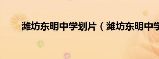潍坊东明中学划片（潍坊东明中学）