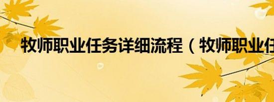 牧师职业任务详细流程（牧师职业任务）