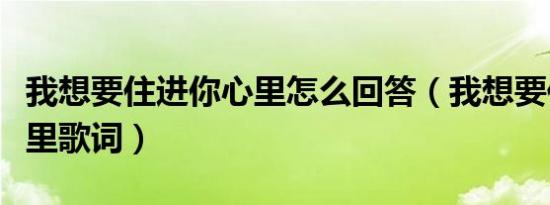 我想要住进你心里怎么回答（我想要住进你心里歌词）