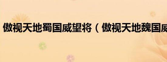 傲视天地蜀国威望将（傲视天地魏国威望将）